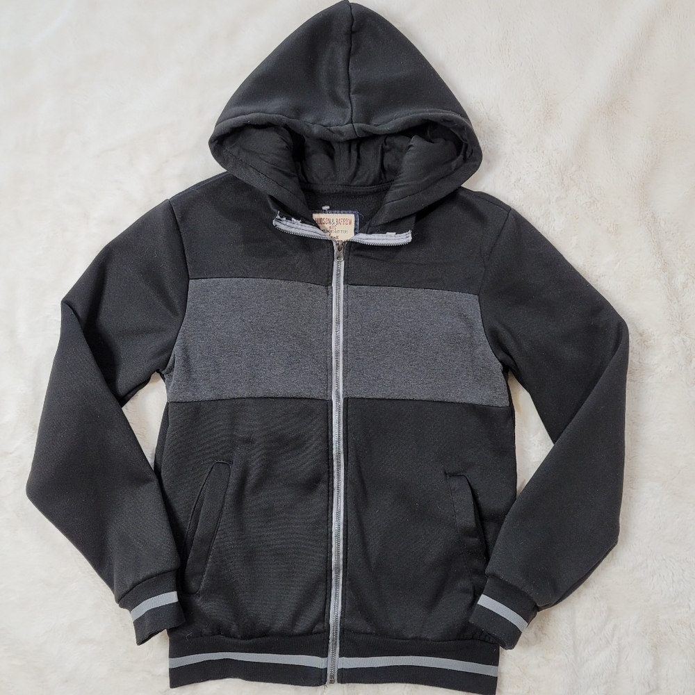 Hudson & Barrow black & gray zip up sweater